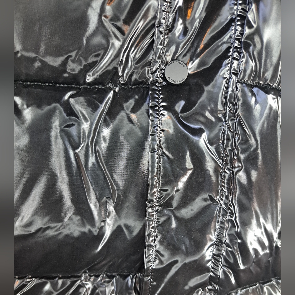 BCBG Paris Black Puffer Jacket Glossy Oversized - Picture 6 of 11